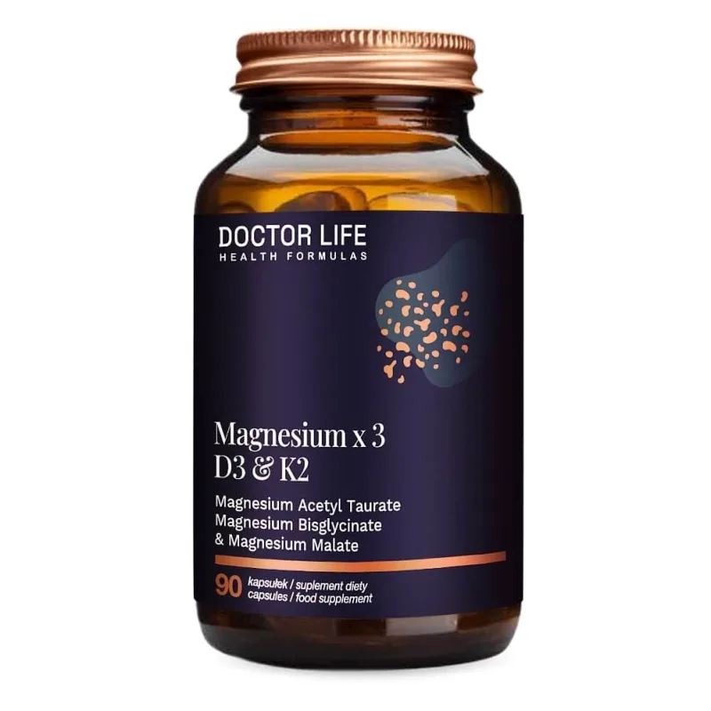 Doctor Life Magneziu x3 D3 amp; K2 pentru susținerea sănătății cardiovasculare și osoase, 90 capsule — preț și oferte