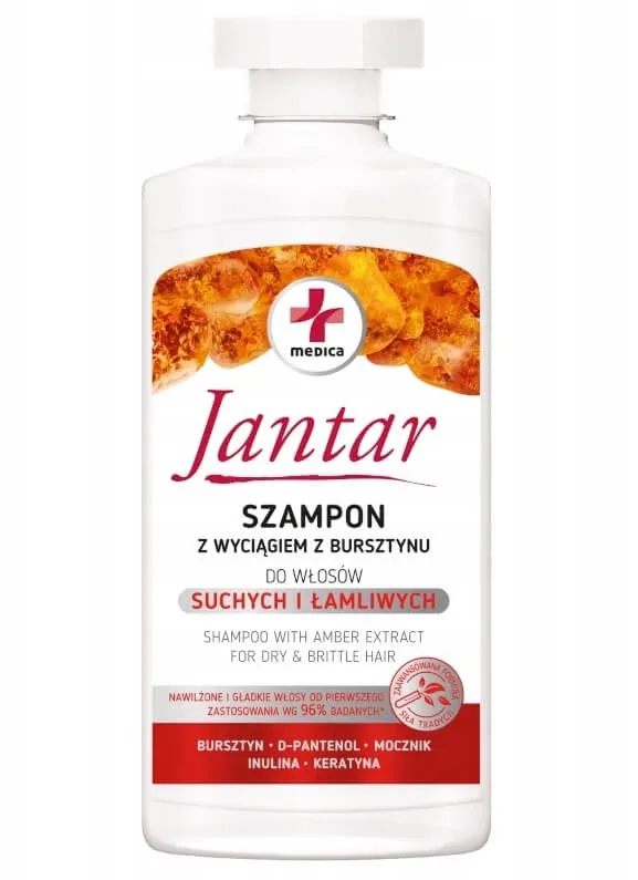 Jantar Medica Șampon hidratant pentru păr uscat și fragil cu extract de chihlimbar, 330 ml — preț și oferte