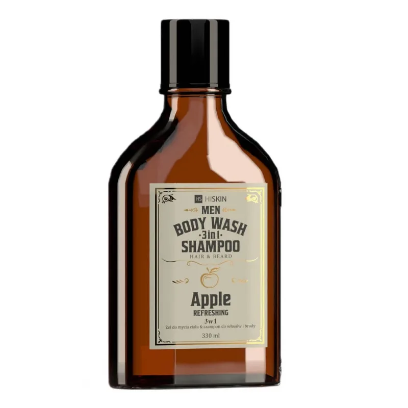 HiSkin Men Whisky Gel de spălare a corpului și șampon pentru păr și barbă 3 în 1 Apple, 330ml — preț și oferte