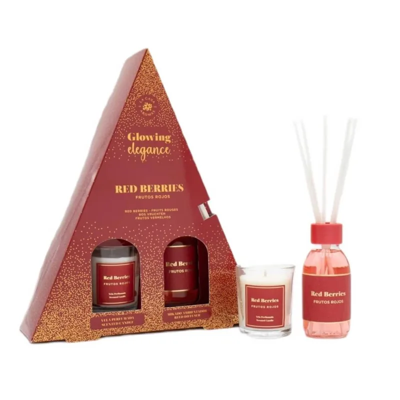 La Casa de los Aromas Glowing Elegance Set de bețișoare parfumate Red Fruit 95 ml + lumânare parfumată Red Fruit 120 g — preț și oferte