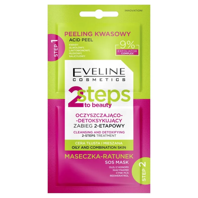 Eveline Cosmetics 2 Steps to Beauty Purificare și detoxifiere tratament în 2 etape, 2x4 ml — preț și oferte