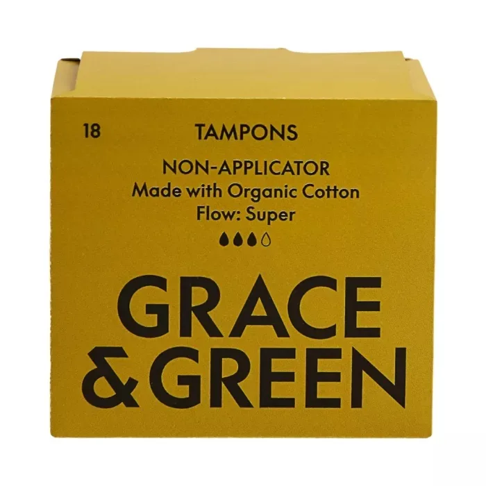 Tampoane din Bumbac Organic Fara Aplicator Super, 18 Bucati, Grace and Gre Grace and Green — preț și oferte
