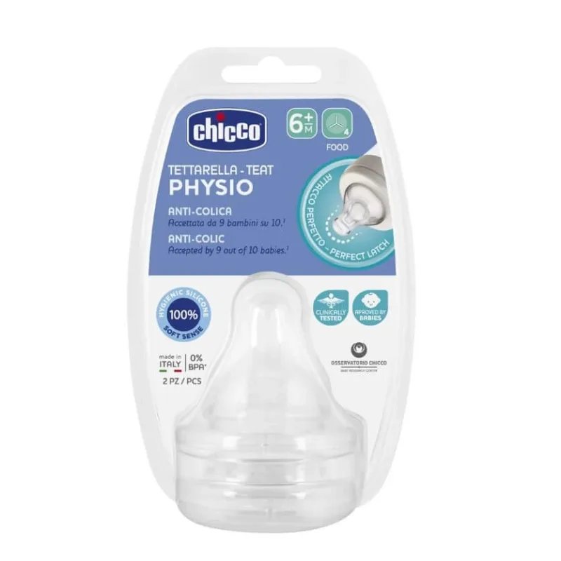 Chicco Physio Tetină anti-colică pentru fluxul sticlei pentru terci 6m+, 2 bucăți — preț și oferte