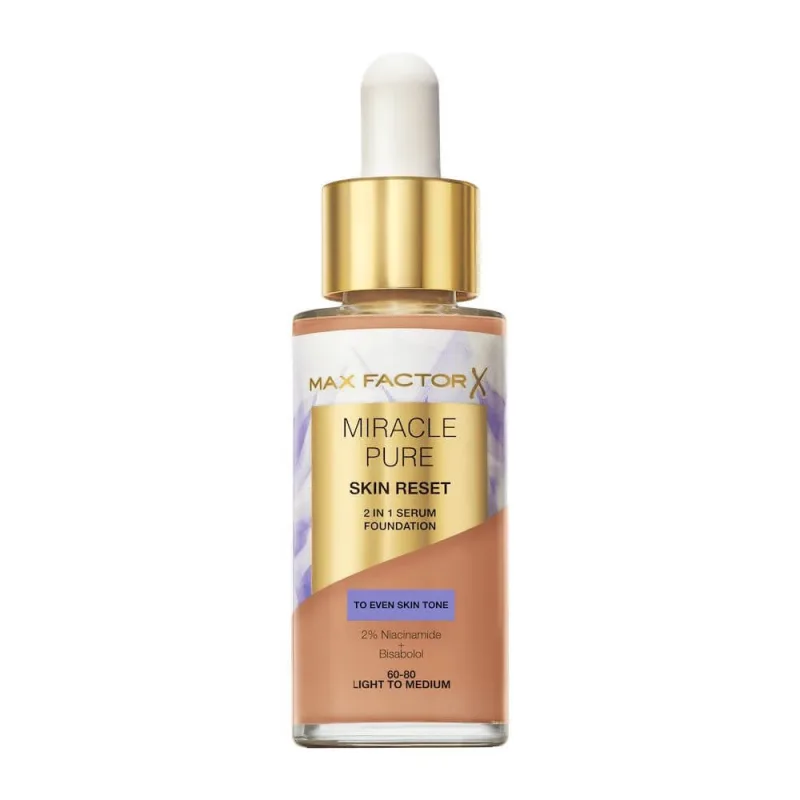 Max Factor Miracle Pure 2-in-1 Skin Reset Nourishing Serum Primer with Vegan Formula 60-80 Light to Medium, 30 ml — preț și oferte