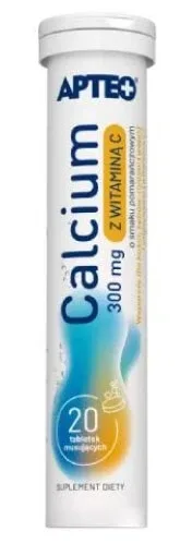 Calciu 300mg cu vitamina C Apteo aromă de portocale 20 comprimate efervescente