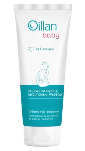Oillan Baby 3 în 1 baie și spălare pentru corp și gel de păr din prima zi, 100 ml