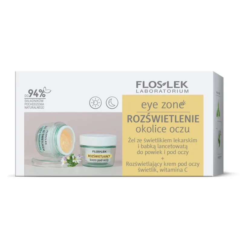 Floslek Eye Zone Set Gel pentru pleoape și plantain 10 g + cremă de ochi iluminatoare cu echinacea și vitamina C 15 ml — preț și oferte
