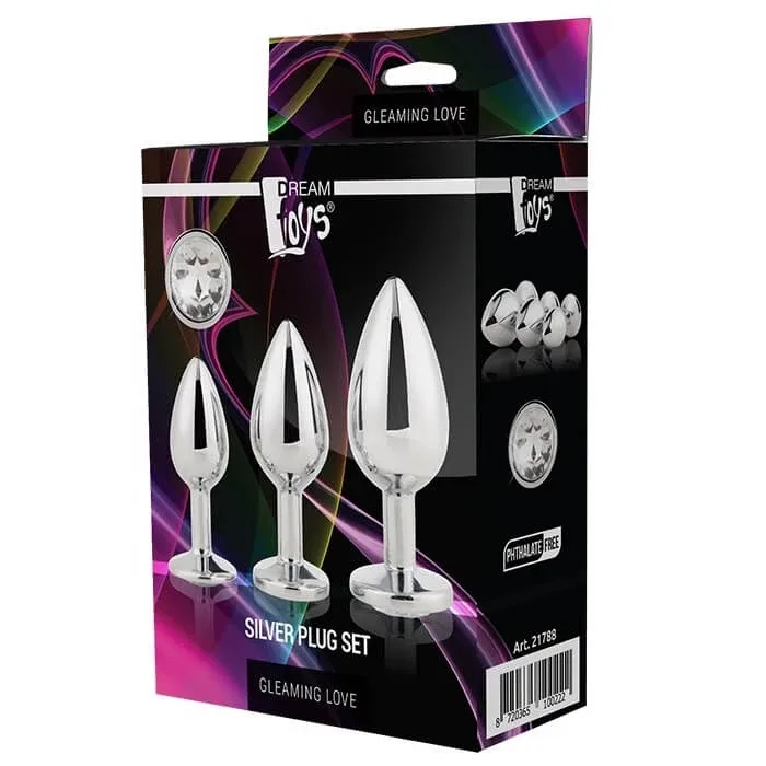 Dream Toys Gleaming Love Silver Plug Set Dop anal, 3 bucăți — preț și oferte