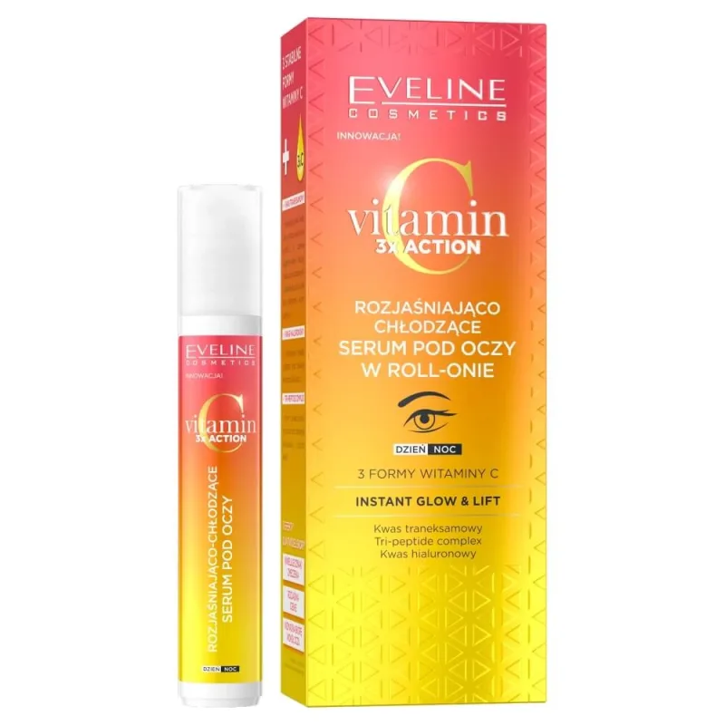 Eveline Vitamin C 3x Action Ser de ochi iluminator și răcoritor în roll-on, 15 ml — preț și oferte