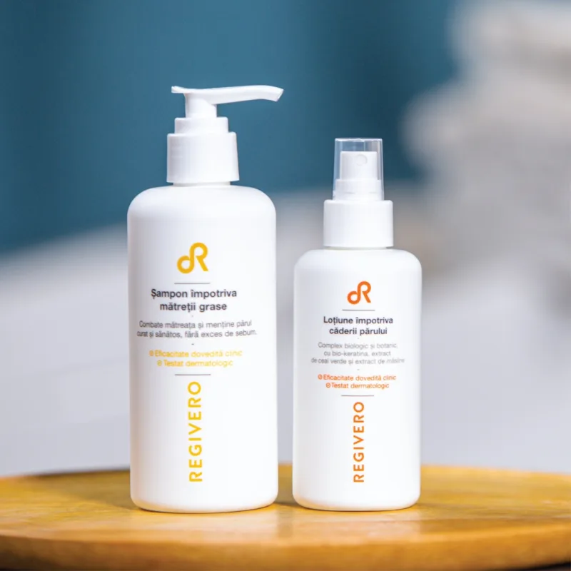 Set Sampon Anti-Matreata, 250 ml si Lotiune Impotriva Caderii Parului 150 ml, Regivero — preț și oferte