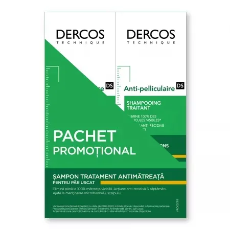 Pachet Sampon Tratament Anti-Matreata Par Uscat Dercos, 200 ml + 200 ml, Vichy — preț și oferte