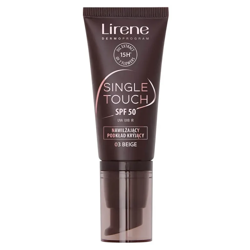 Lirene Single Touch SPF50 Fond de ten hidratant și acoperitor 03 Beige, 30 ml — preț și oferte