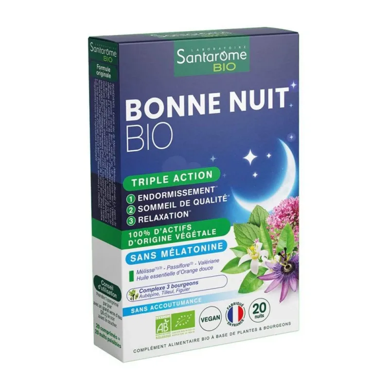 Santarome Bonne Nuit Triple Action Melatonin Bio free 20 comprimate — preț și oferte
