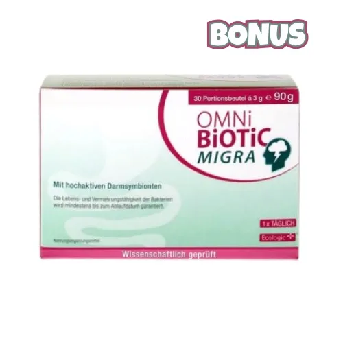 Omni Biotic Migra, probiotice pentru mentinerea florei intestinale si migrene asociate, 30 plicuri Institut AllergoSan — preț și oferte