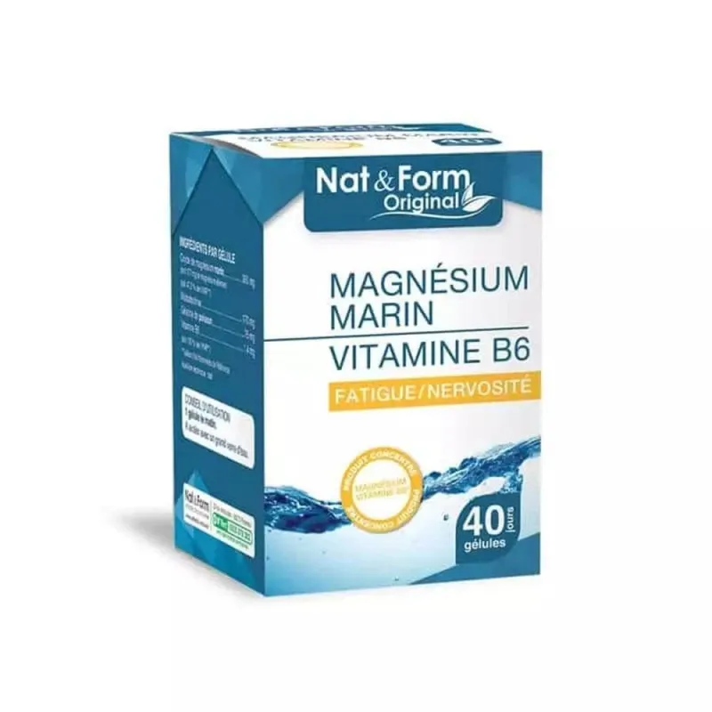 Nat&Form Magneziu marin + vitamina B6 Oboseală, nervozitate 40 capsule vegetariene — preț și oferte