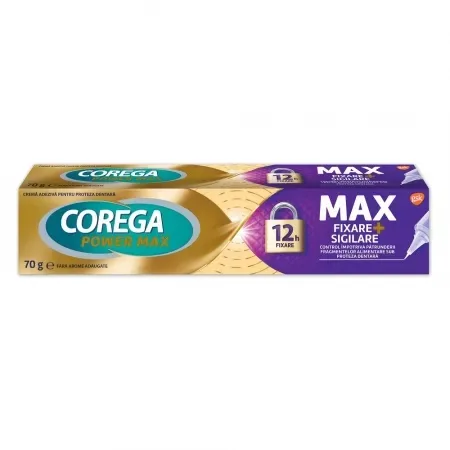 Crema adeziva pentru proteza dentara Corega Power Max Fixare + Sigilare, 70g — preț și oferte