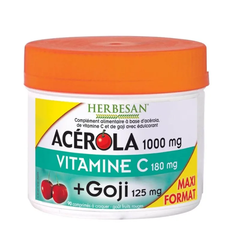 Herbesan Acerola 1000mg Vitamina C 180mg și Goji 125mg 90 comprimate masticabile — preț și oferte