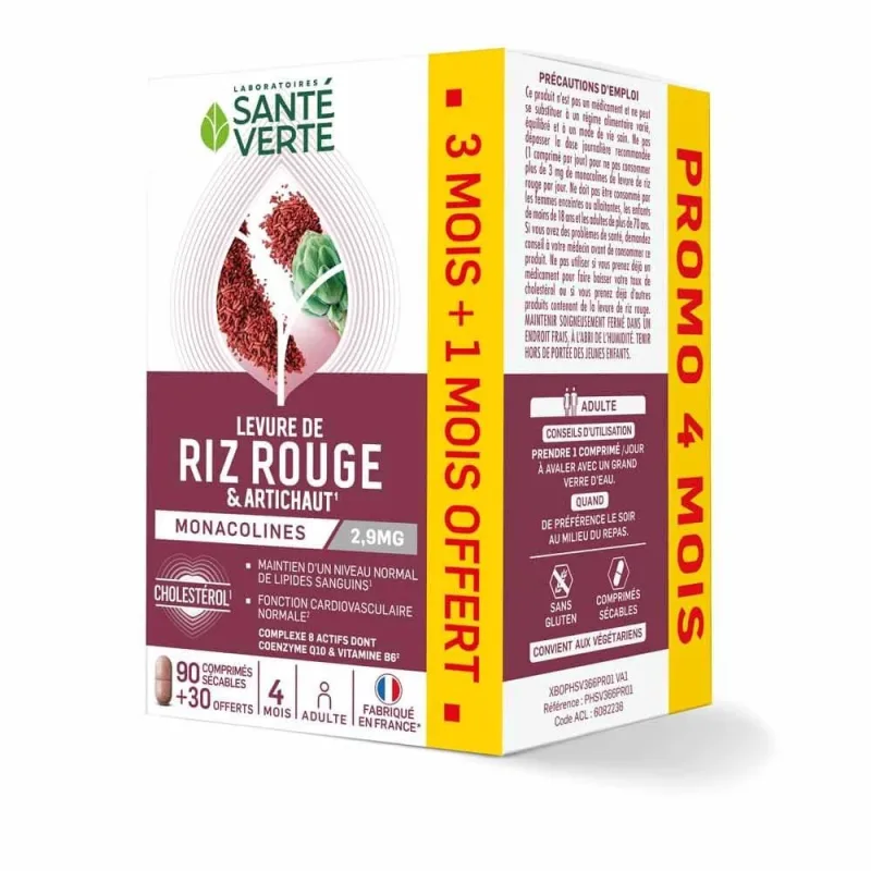 Sante Verte Red Yeast Rice Cholesterol 90+30 Comprimés — preț și oferte