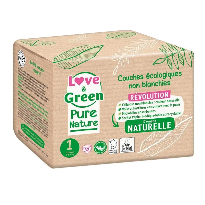 Love&Green Pure Nature Ecological Nappies mărimea 1 x 32 — preț și oferte