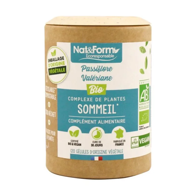 Nat&Form Sleep - Floarea pasiunii/Valerian organic 120 capsule vegetariene — preț și oferte
