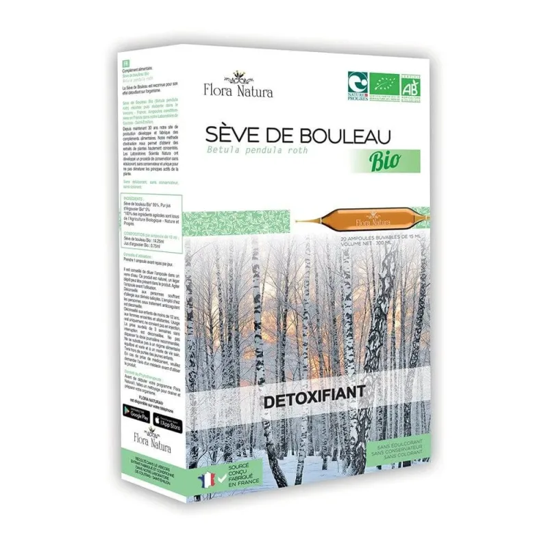 Flora Natura Organic Birch Sap Detoxifiere 20 fiole — preț și oferte