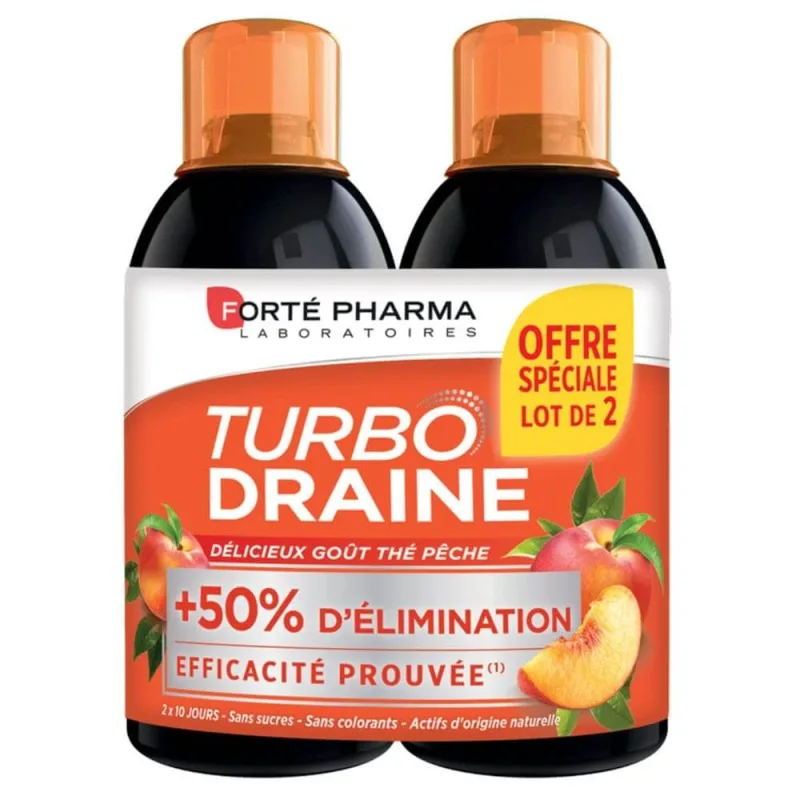 Forté Pharma TurboDraine Ceai verde - Piersică 2x500ml — preț și oferte