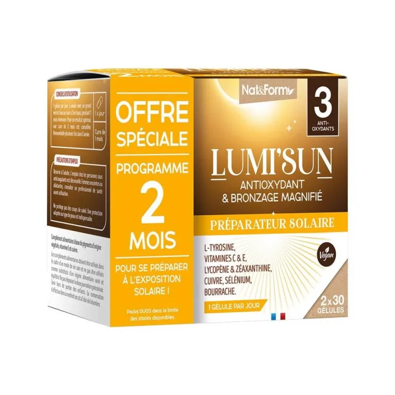 Nat&Form Lumi'Sun Solar Heat Pump Antioxidant și bronz magnific 2x30 capsule — preț și oferte