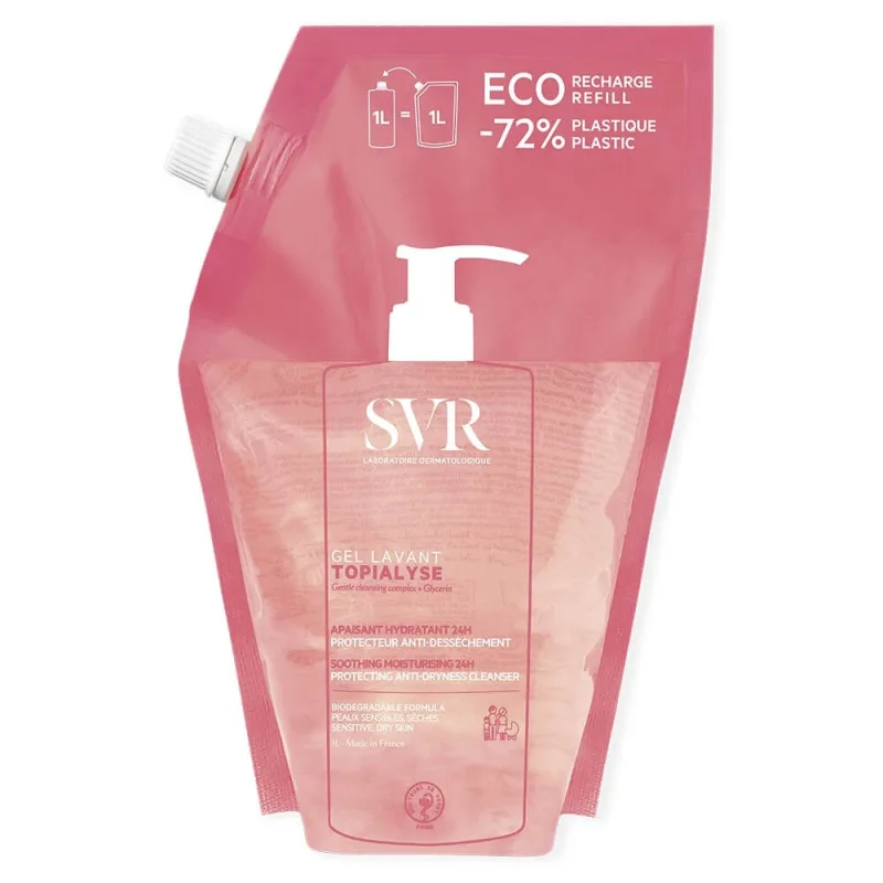 SVR, Topialyse Gel de curățare Eco-Recharge Liniștitor, hidratant 24h Protecție împotriva uscăciunii 1L — preț și oferte