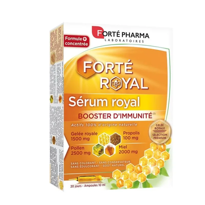 Forté Pharma Forté Royal Immune Defence Serum îmbogățit cu polen, miere, jeleu regal și propolis 20 fiole — preț și oferte