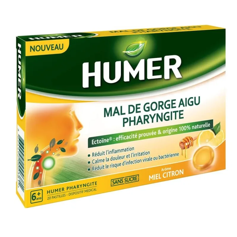 Humer Durere acută în gât Faringită Miere Lămâie 20 comprimate — preț și oferte