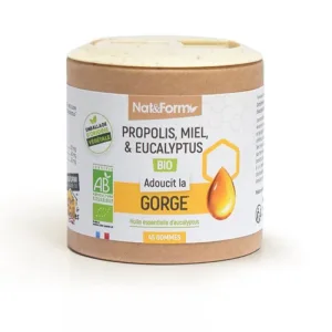 Nat&Form Propolis, miere și eucalipt Bio Soothes Throat 45 bomboane gumate