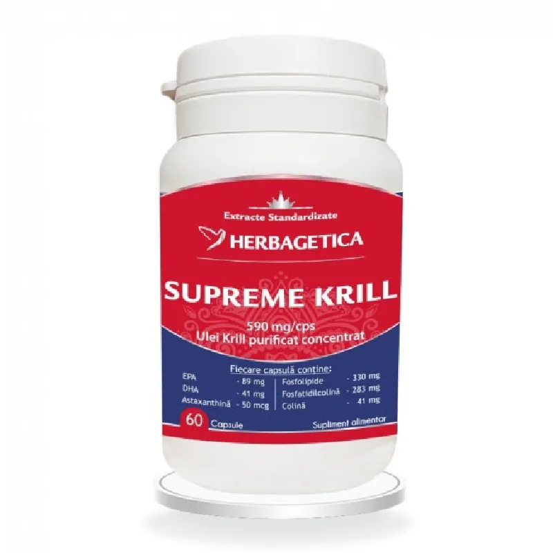 Supreme krill omega 3 forte, 60 capsule, Herbagetica — preț și oferte