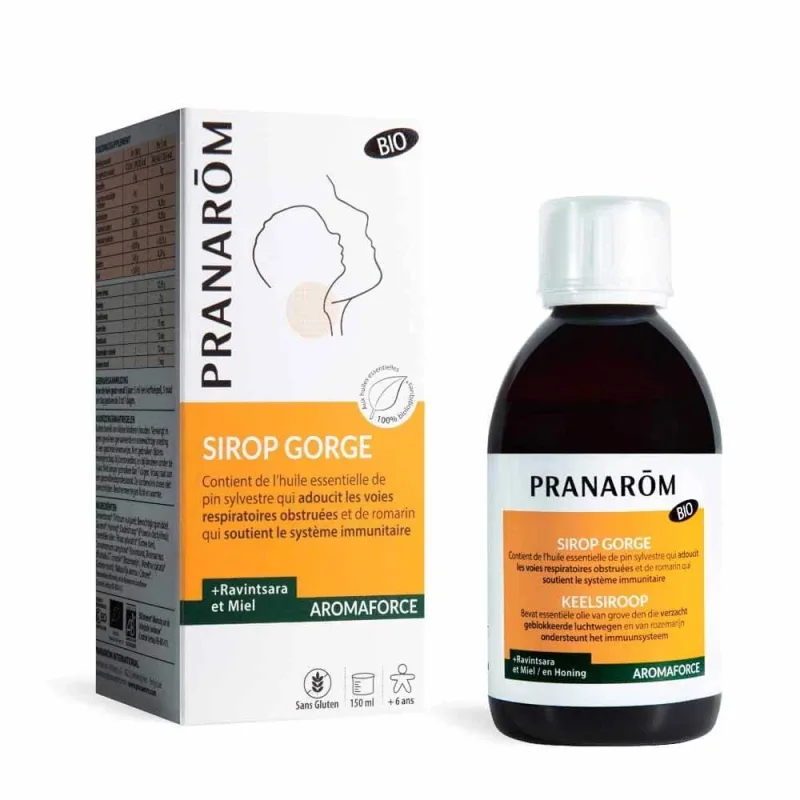 Pranarôm Aromaforce Sirop pentru gât cu miere și Ravintsara Bio 150 ml — preț și oferte