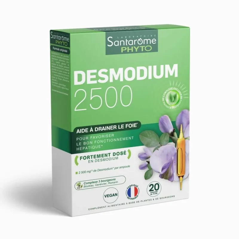 Santarome Desmodium 2500 Detoxifiant hepatic 20 fiole — preț și oferte