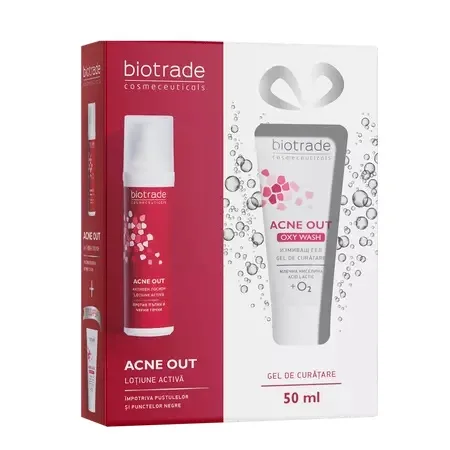 Pachet Acne Out Lotiune activa + Acne Out Oxy Wash, 60+50ml, Biotrade — preț și oferte