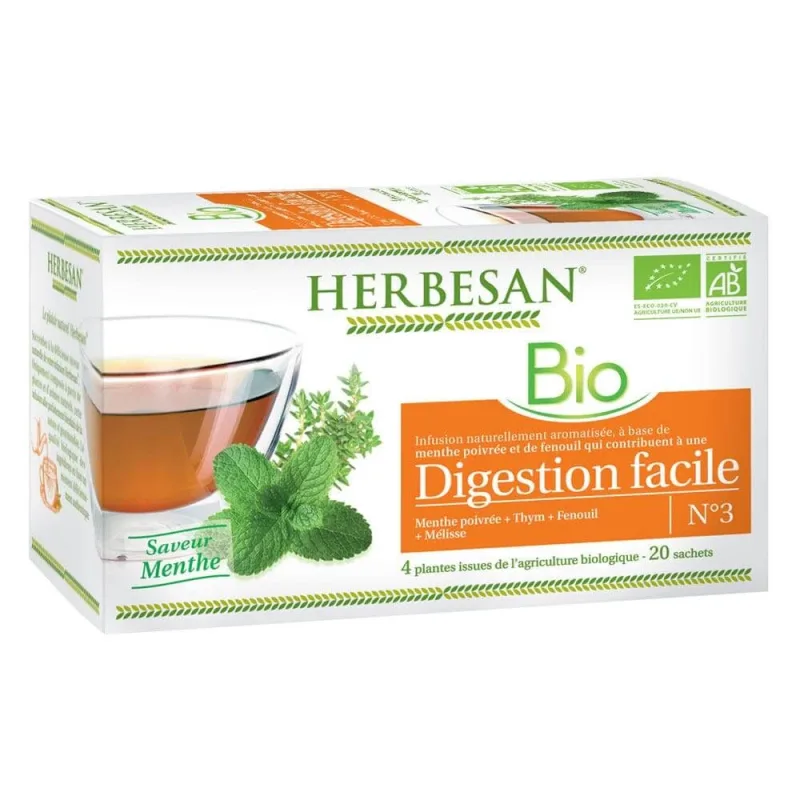 Herbesan Organic mentă și fenicul Easy Digestion Infuzie 20 pliculețe — preț și oferte