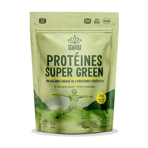 Iswari Super Green proteine vegetale organice 250g — preț și oferte