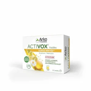 Arkopharma Activox Calmează gâtul Aromă de lămâie și miere 24 comprimate