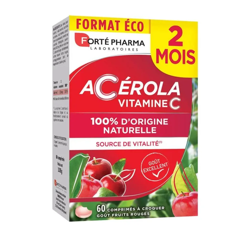Forté Pharma Acerola bogat în vitamine naturale C 60 comprimate masticabile — preț și oferte