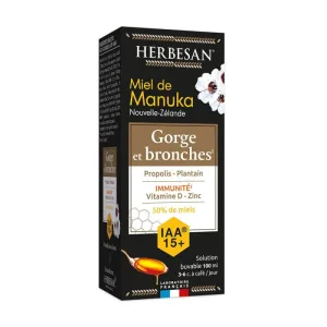 Herbesan Miere de Manuka Sistem pentru gât și bronhii 100ml