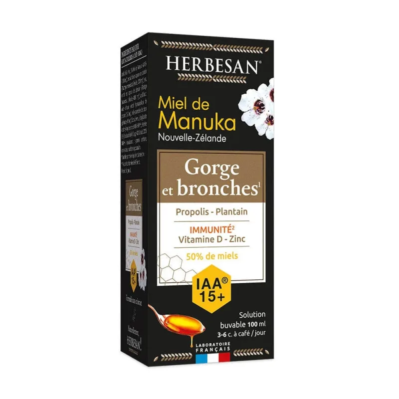 Herbesan Miere de Manuka Sistem pentru gât și bronhii 100ml — preț și oferte