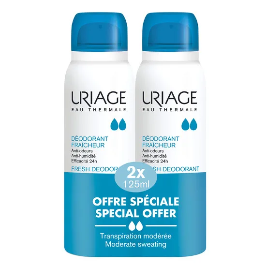 Pachet Deodorant spray cu piatra de alaun, 2x 125 ml, Uriage — preț și oferte