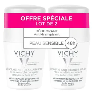 Vichy Deodorant Roll-on Anti-Perspirant 48h Piele sensibilă sau epilată 2x50ml