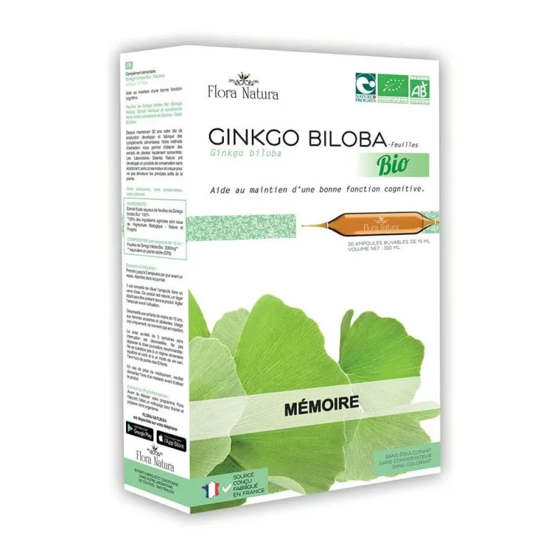 Flora Natura Organic Ginkgo Biloba Memorie 20 fiole — preț și oferte