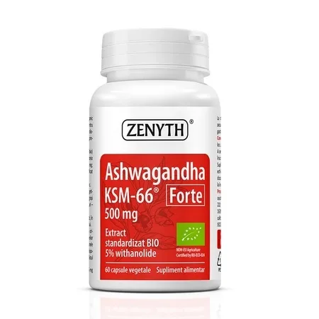 Ashwagandha KSM-66 Forte 500 mg, 60 capsule - Zenyth — preț și oferte