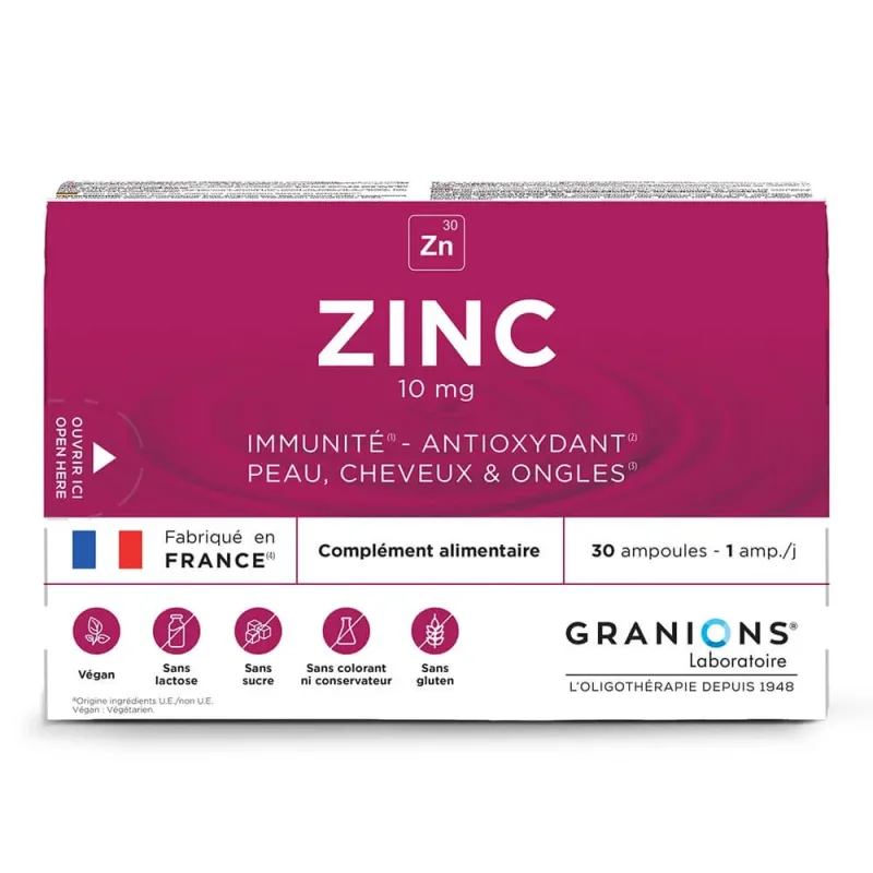 Granions Zinc 10 mg Piele, păr, imunitate 30 fiole — preț și oferte