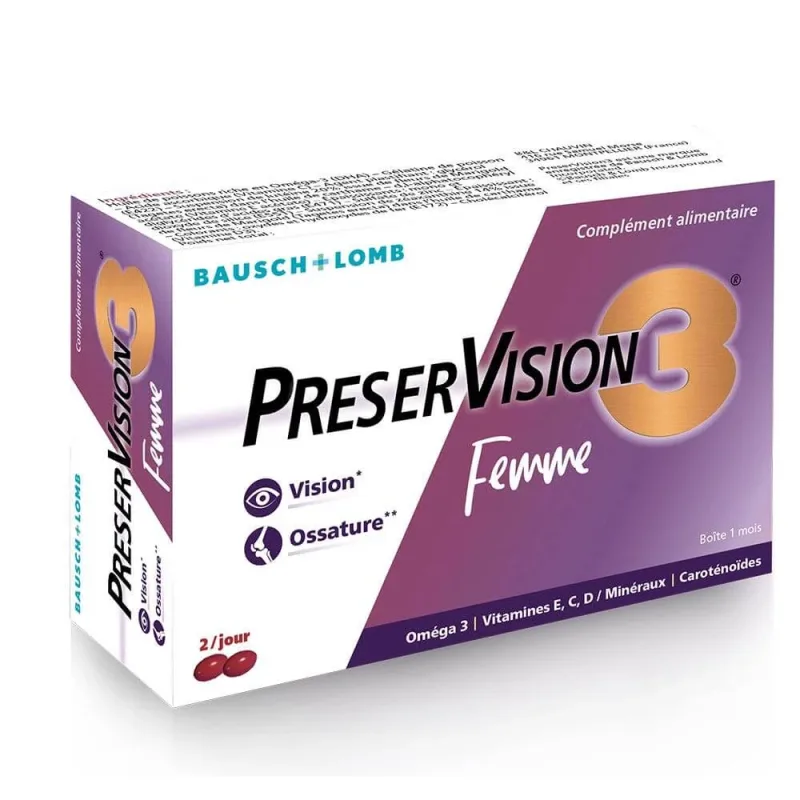 Bausch&Lomb Preservision Supliment dietetic pentru ochi și oase pentru femei 3 60 capsule — preț și oferte
