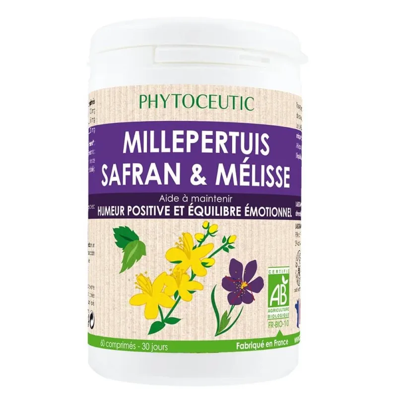 Phytoceutic Sunătoare organică șofran și balsam de lămâie 60 comprimate — preț și oferte
