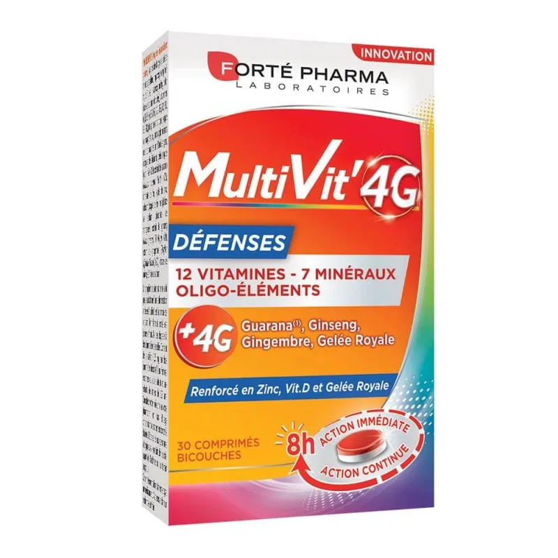 Forté Pharma MultiVit'4G Multivitamine de apărare imună cu zinc și vitamina D 30 comprimate — preț și oferte