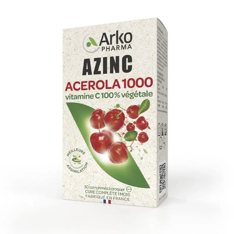 Arkopharma Azinc Acerola 1000 Vitamina C naturală 30 tablete masticabile — preț și oferte